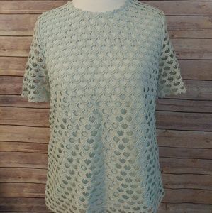 Ann Taylor Scallop Eyelet Crochet Top